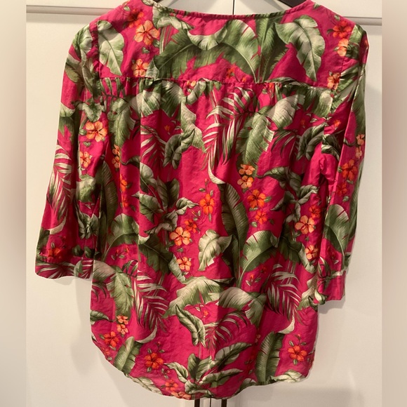 Tommy Bahama Beau Jardin Silk Blend Tassel Blouse Sz XS - Picture 4 of 11